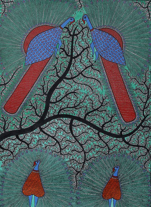 Peacocks Atop The Sacred Tree