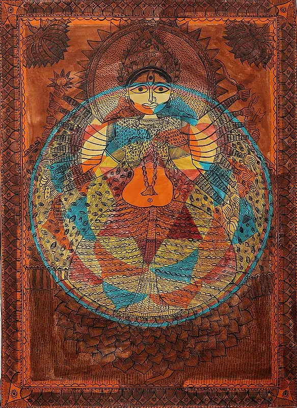 Goddess Maha Lakshmi With Her Yantra