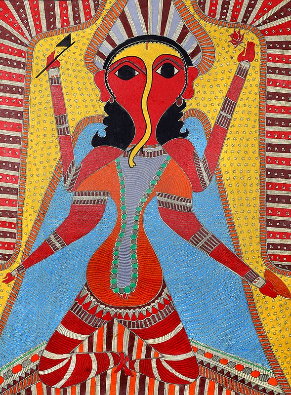 Scarlet Ganesha Against Colour-Blocked Background