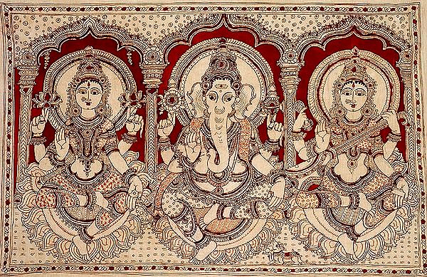 Ganesha with Lakshmi and Saraswati