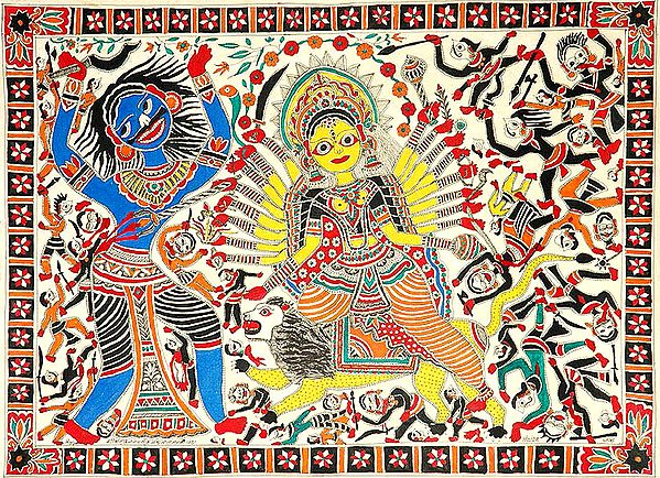 Goddess Durga Annihilates Mahishasur and His Army