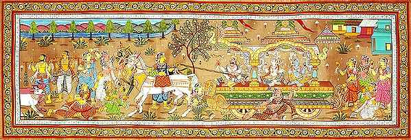 Gopis Prevent Krishna from Leaving Vrindavan