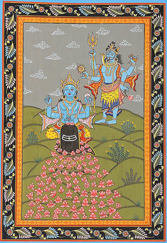 Vishnu Offering His Eye in Place of the Missing Lotus<br>(Illustration to the Shiva Purana)