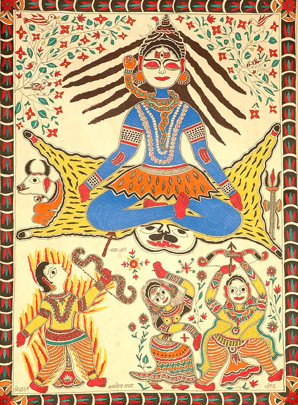 Kama and Rati Attempting at Disrupting Shiva’s Meditation