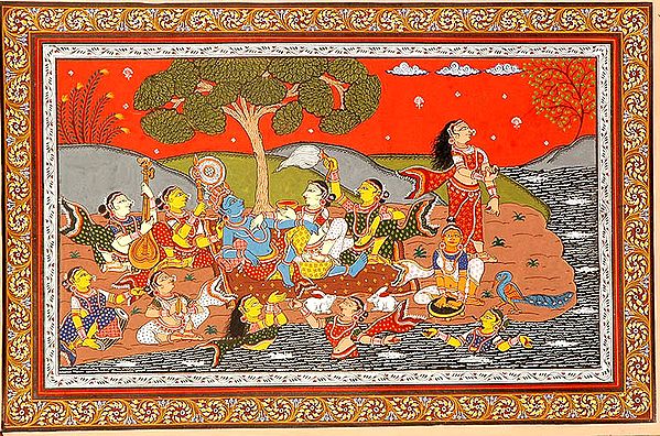Krishna with Gopis on the Banks of River Yamuna