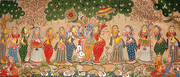 Krishna with Radha and Gopis