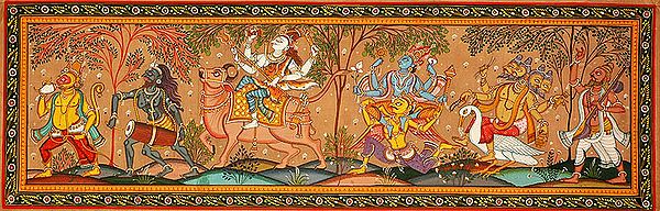 Lord Hanuman, Shiva Gana, Shiva, Vishnu, Brahma and Narada
