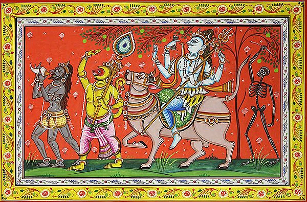 Lord Shiva on Nandi with Shivaganas
