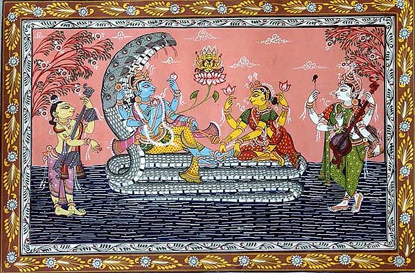 Lord Vishnu with Lakshmi on Sheshnag