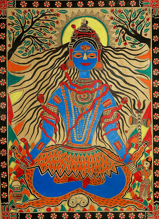 Meditating Shiva with Flowing Locks