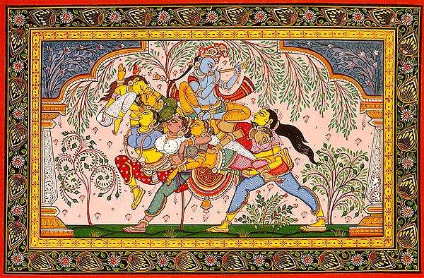 Pashu Kunjar (Composite Horse) Made of Gopis with Krishna Atop