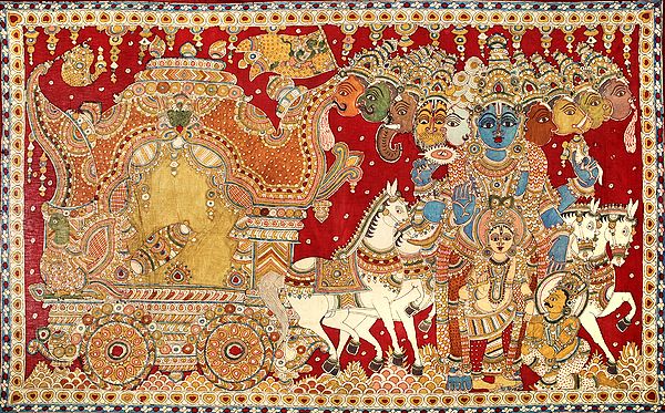 Lord Krishna Shows Vishvarupa to Arjuna During Mahabharata War at Kurukshetra (Gita Updesha) Large Size