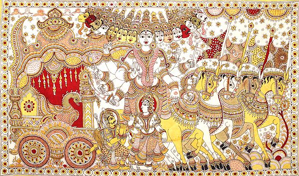 Krishna Showing His Vishwarupa to Arjuna During Mahabharata War - Large Size