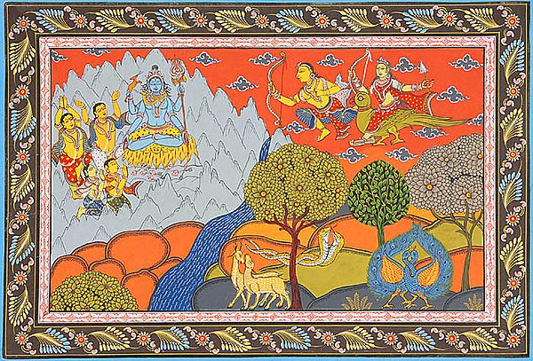 Kamadeva Trying to Kindle Desire in Shiva’s Mind (Illustration to the Shiva Purana)