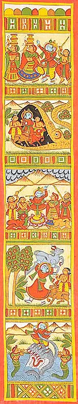 Five Episodes from Krishna-Lila: A Phad Painting
