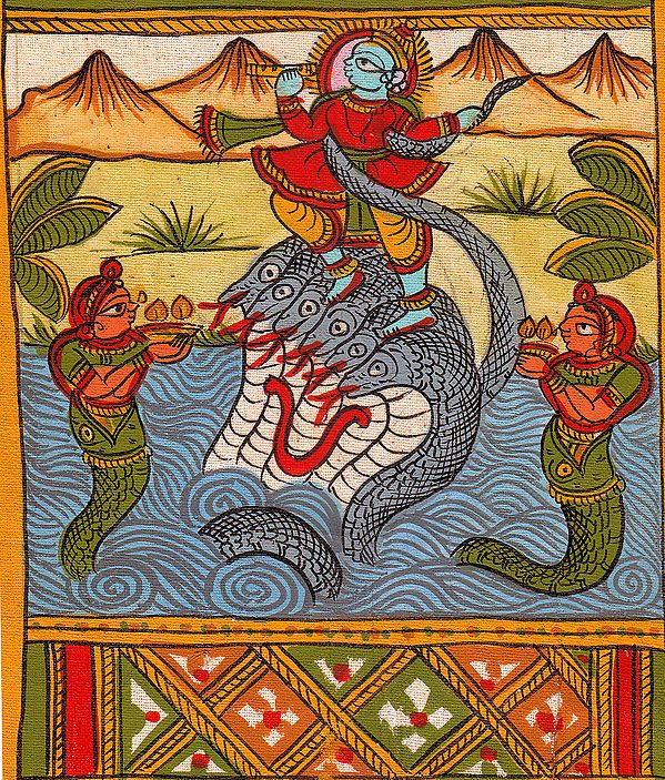 Five Episodes from KrishnaLila A Phad Painting Exotic India Art