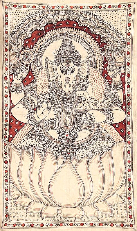 Kamalasana Ganesha Enjoying Modak