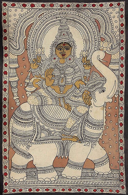 Goddess Lakshmi Seated on White Elephant