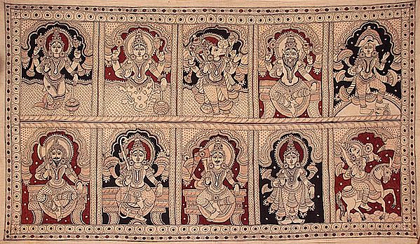 Dashavatara (Ten Incarnations of Lord Vishnu) - Matshya, Kurma, Varaha, Narasimha, Vaman, Parashurama, Rama, Balarama, Krishna and Kalki