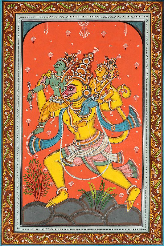 Hanuman Carries Rama and Lakshmana on His Shoulders