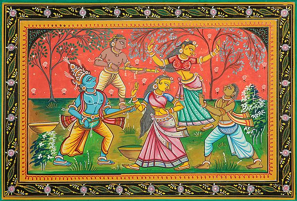 Lord Krishna Playing Holi with Gopis