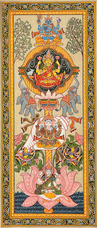 Vishnu Lakshmi, Ganesha and Saraswati