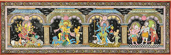 Goddess Durga, Shri Hanuman, Goddess Kali and Shiva Family