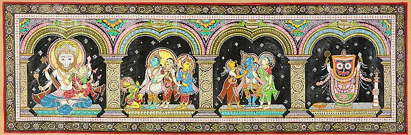 Lord Narasimha with Lakshmi Ji, Lord Rama, Lord Krishna and Jagannatha