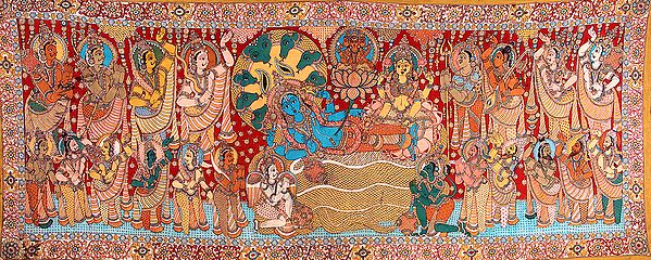 Kalamakari with Sheshasayi Vishnu