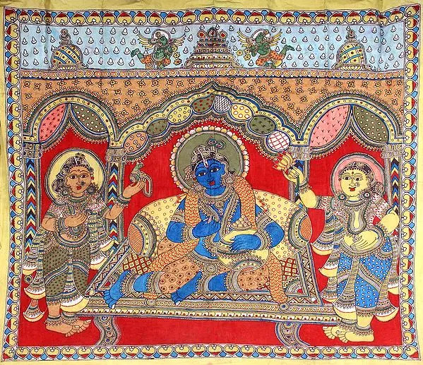 Shri Krishna with Rukmini and Satyabhama