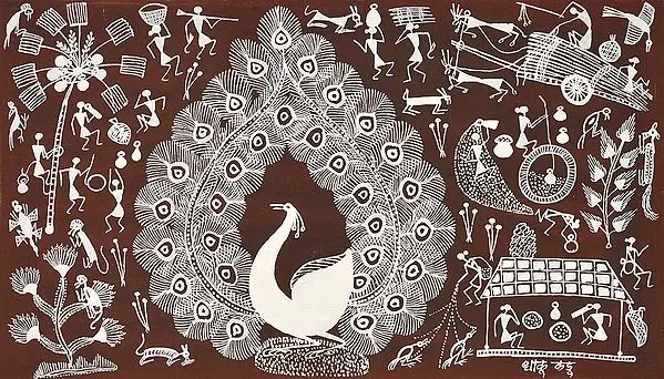 Peacock Dance with Warli Life