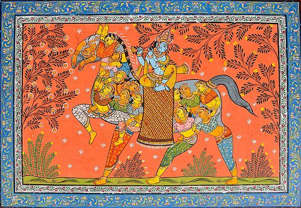 Lord Krishna On The Back Of A Horse Made Of Gopiyaan