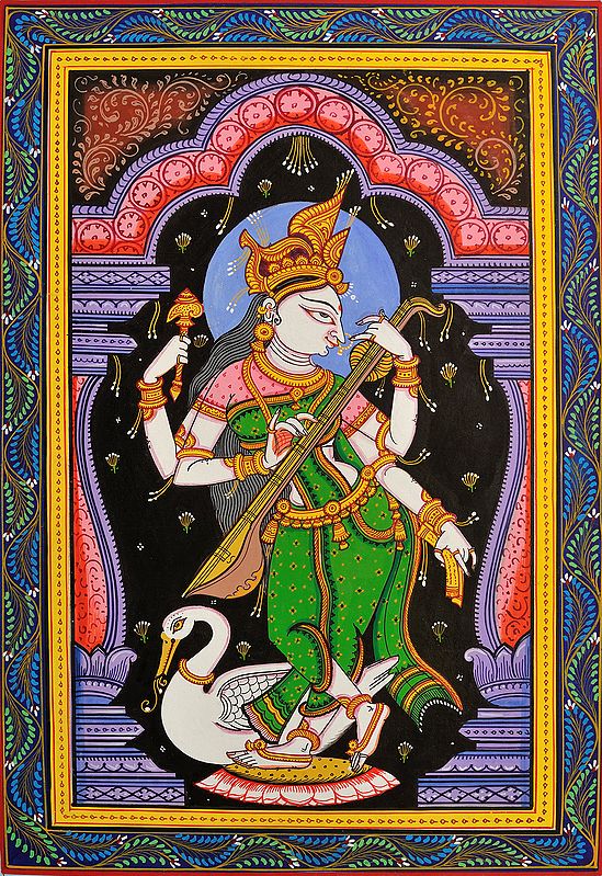 Goddess Saraswati Playing Vina