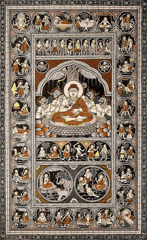 Temptation of Shakyamuni Buddha and His Life with Ten Incarnations of Vishnu
