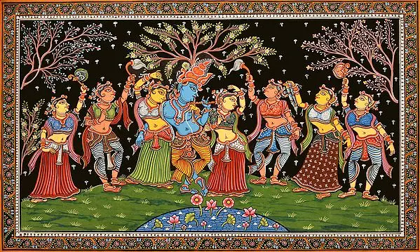 Radha Krishna with Sakhis