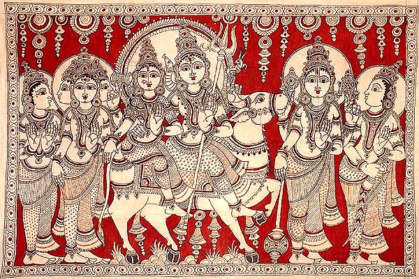 Procession of Shiva and Parvati with Brahma and Vishnu