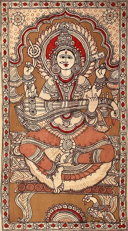 Goddess Saraswati Playing on Veena