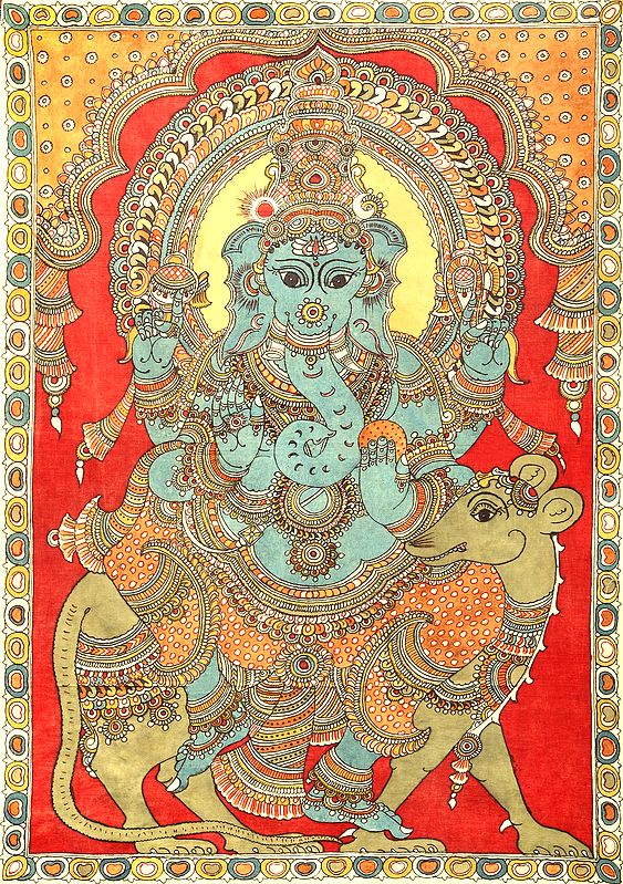 Four-Armed Ganesha Seated on Rat - Large Size