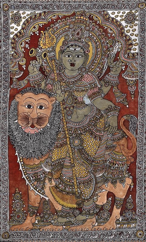 Devi Durga Seated On Her Lion
