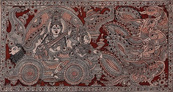 Devi Sarasvati In A Swan-Drawn Chariot