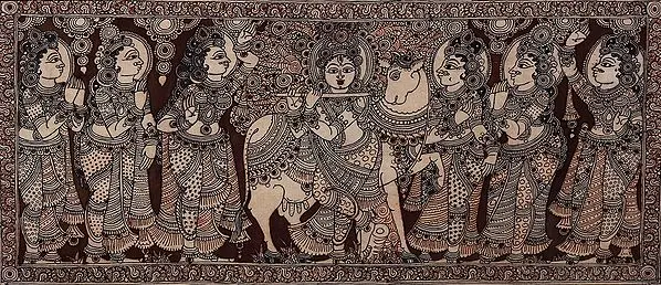 Krishna Enchants Gopis with His Flute