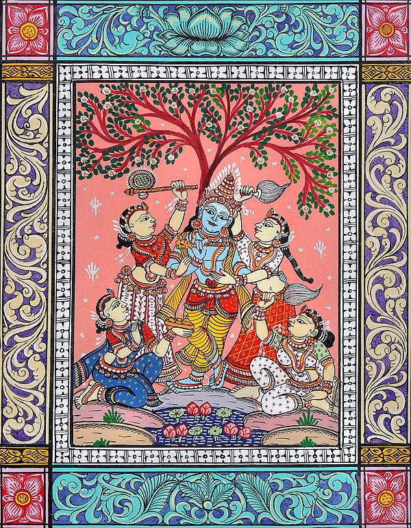 Lord Krishna And Four Milkmaids