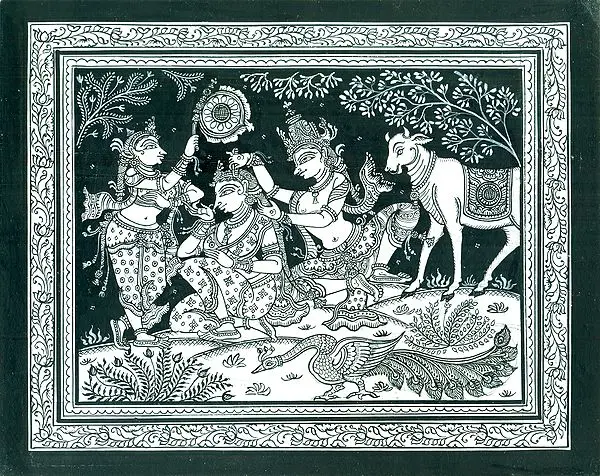 Krishna Combing his Beloved's Hair