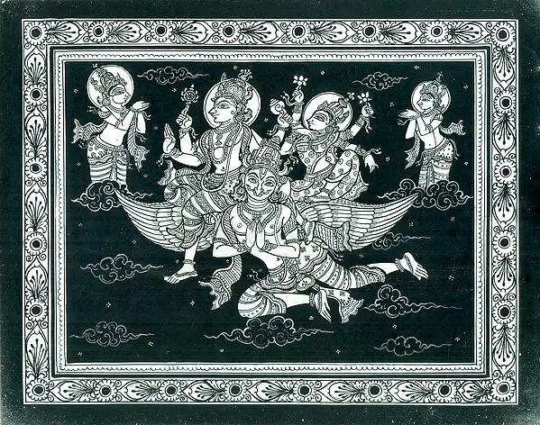 Vishnu and Lakshmi Riding on Garuda