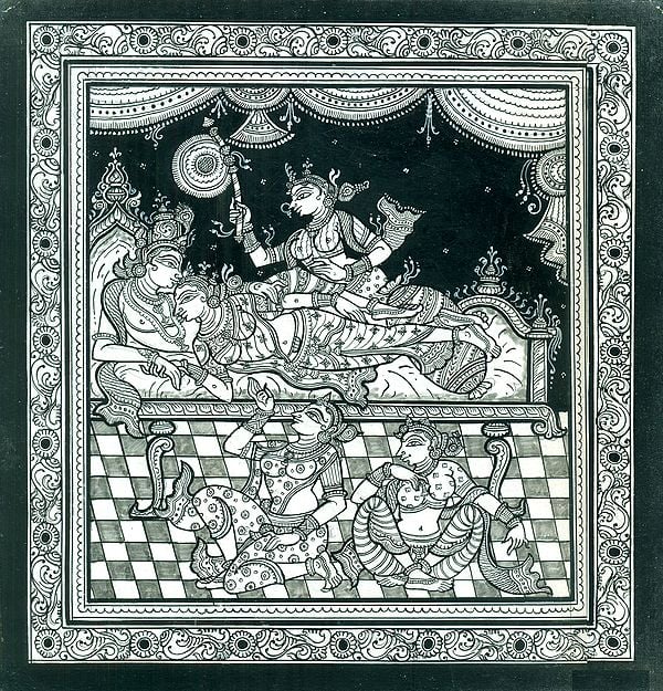 Gopies Witnessing the Fondness of Radha Krishna