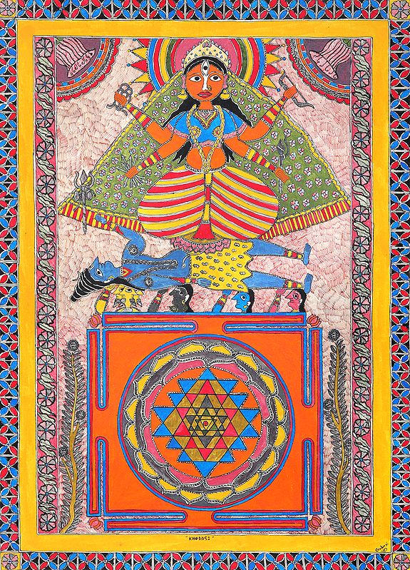 Shodashi Mahavidya with Her Yantra (Tripura Sundari)