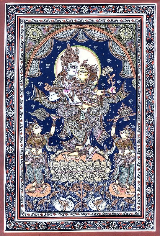 Standing Radha-Krishna On A Multi-Petalled Lotus