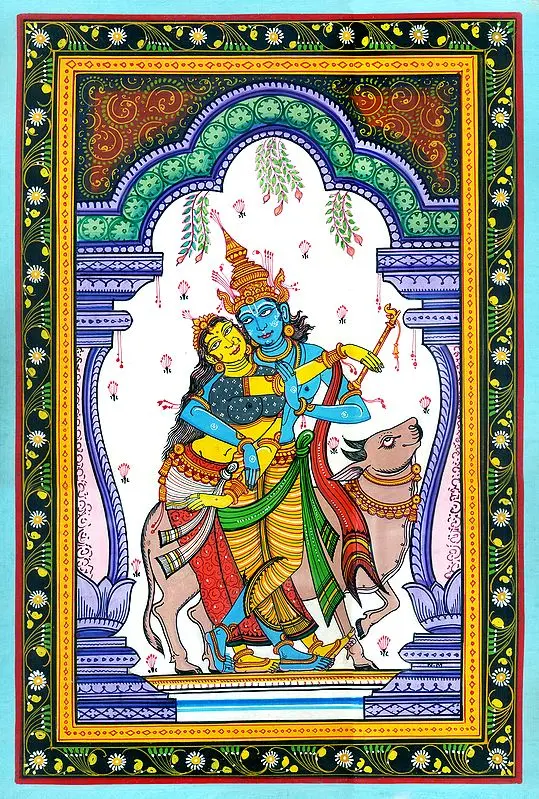 Radha and Krishna Engrossed in Love