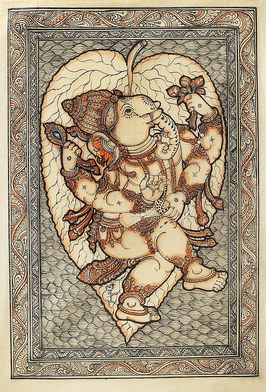 Lord Ganesha On A Floating Peepal Leaf