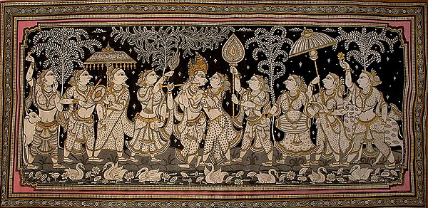 Radha and Krishna with Gopis in Attendance
